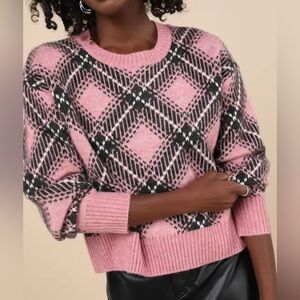 Steve Madden Becka Pink and Black Pullover Sweater Size M